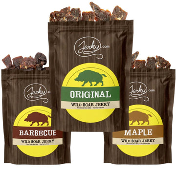 Jerky.com Exotic Wild Boar Jerky Sampler - Wild Game Meat Snacks, Exotic Snacks, High-Protein, All-Natural, No Added Preservativ
