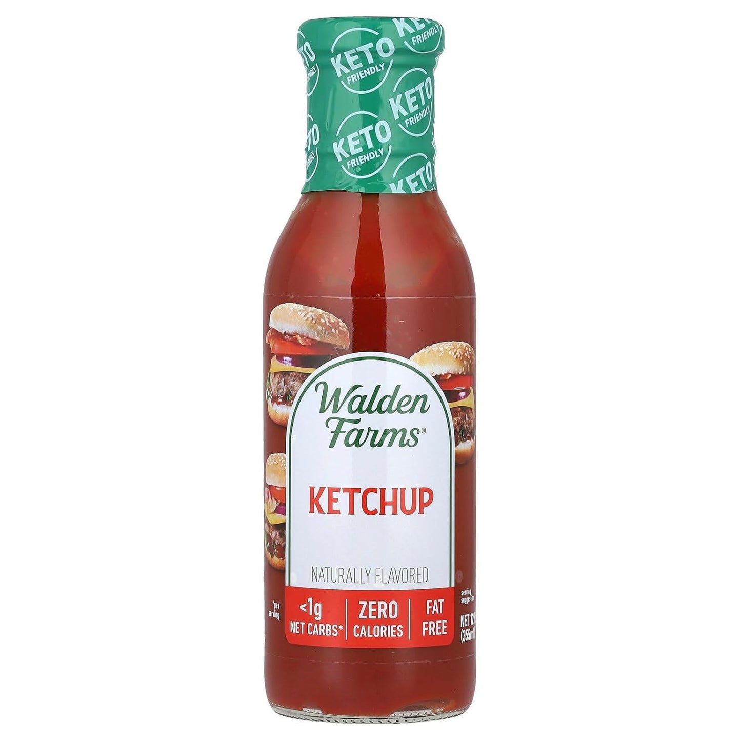 Walden Farms Ketchup - Zero Calorie, Sugar Free, Keto & No Carb Classic Tomato Condiment for Burgers, Fries & More - 12 oz Bottl