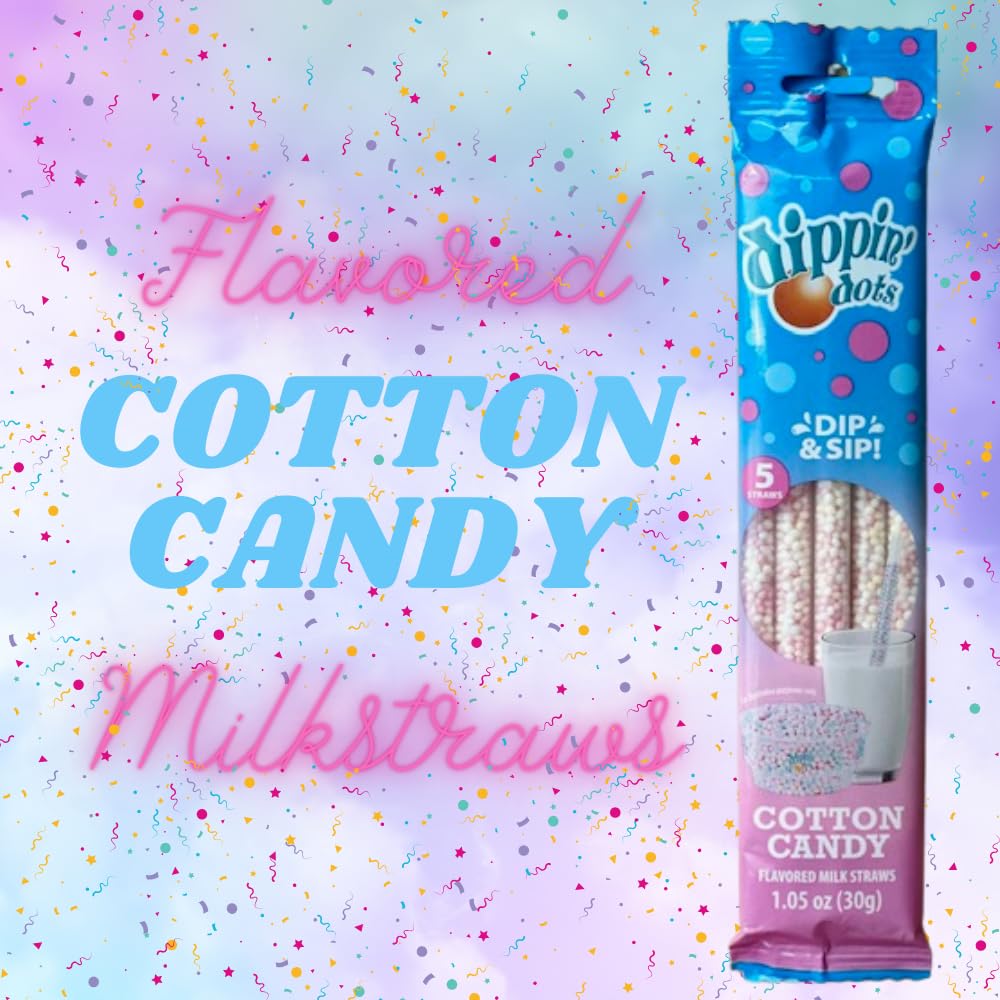 Dippin Dots Magically Flavored Milk Straws, Cotton Candy, Cookies n Cream, and Banana Split, 6-Pack Party Bundle (30 Straws) |
