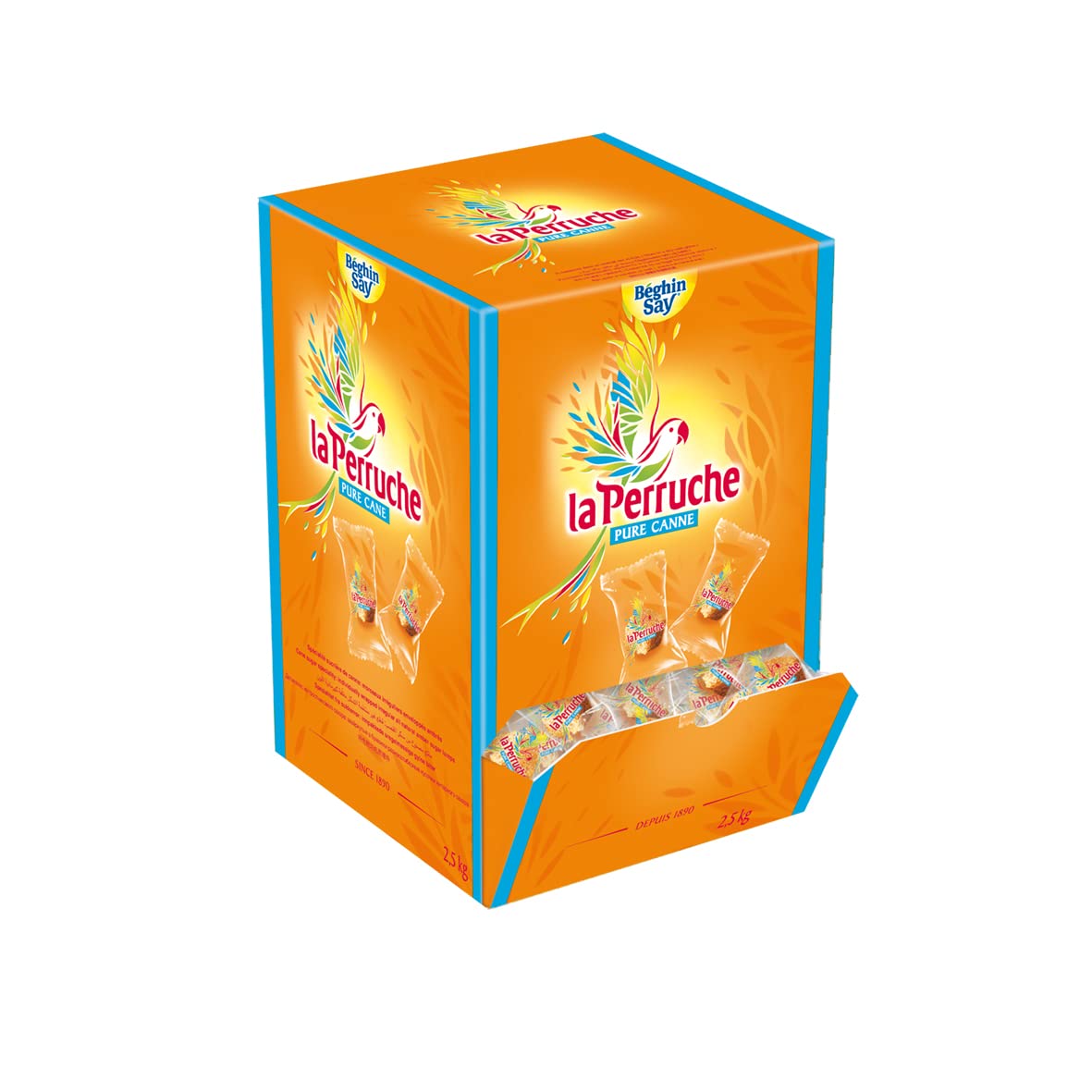 La Perruche Pure Individually Wrapped Brown Sugar Cubes (2.5kg/5.5lbs box) | Ideal Sugar Cubes for Coffee and Tea