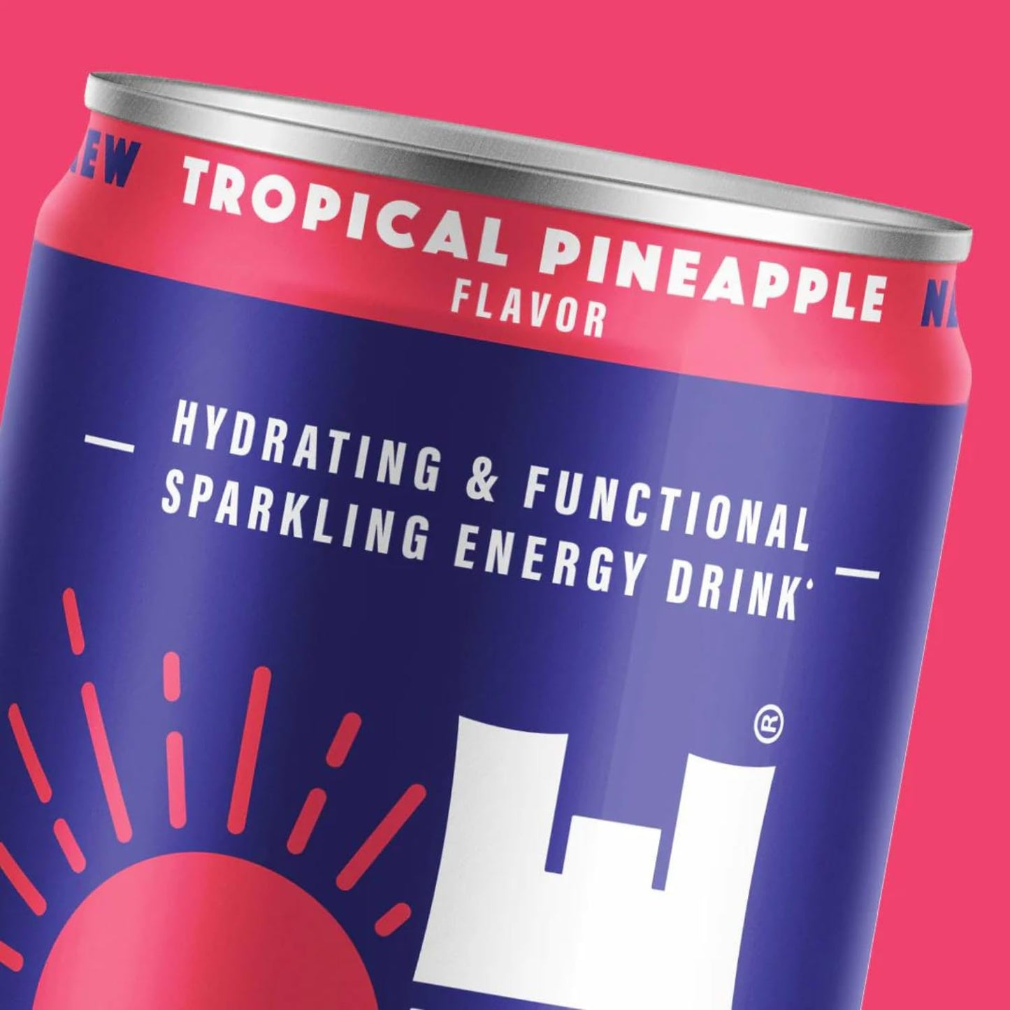 Legendary Sunshine Sparkling Energy Drink, Tropical Pineapple, 360mg Electrolytes, 70mg Caffeine, 12 Fl Oz, Pack of 24