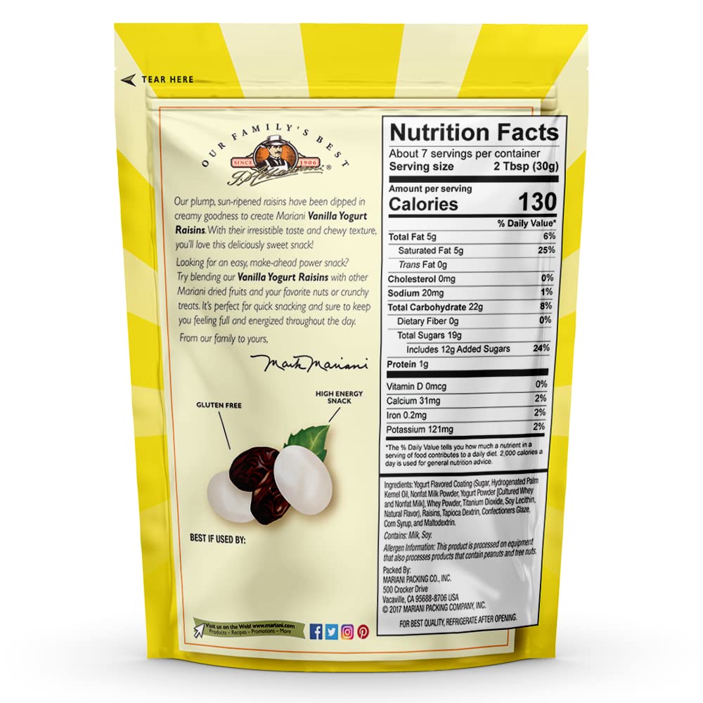 Mariani | Vanilla Yogurt Raisins | Healthy Snacks For Kids & Adults | Gluten Free Snacks | 4 Ounces (Pack Of 3)