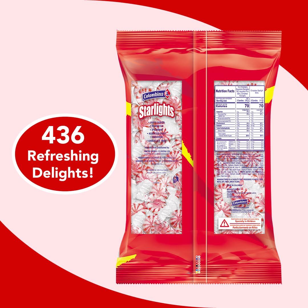 Colombina Starlight Mints, Individually Wrapped Refreshing Mints, Ideal Peppermint Candies For Sharing, Candy Dishes And Holiday
