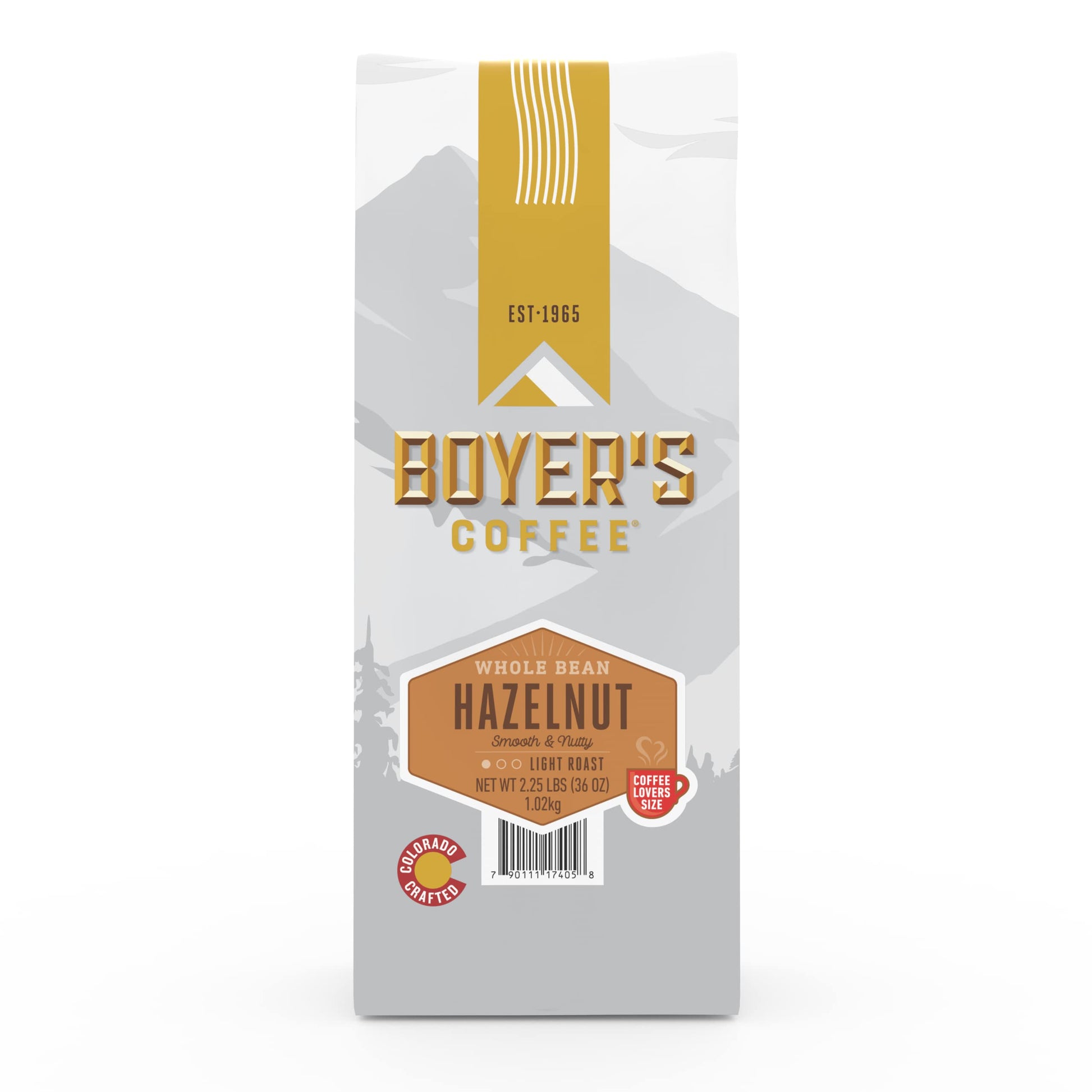 Boyers Coffee Hazelnut Light Roast Whole Bean Coffee, 36 Ounce Bag