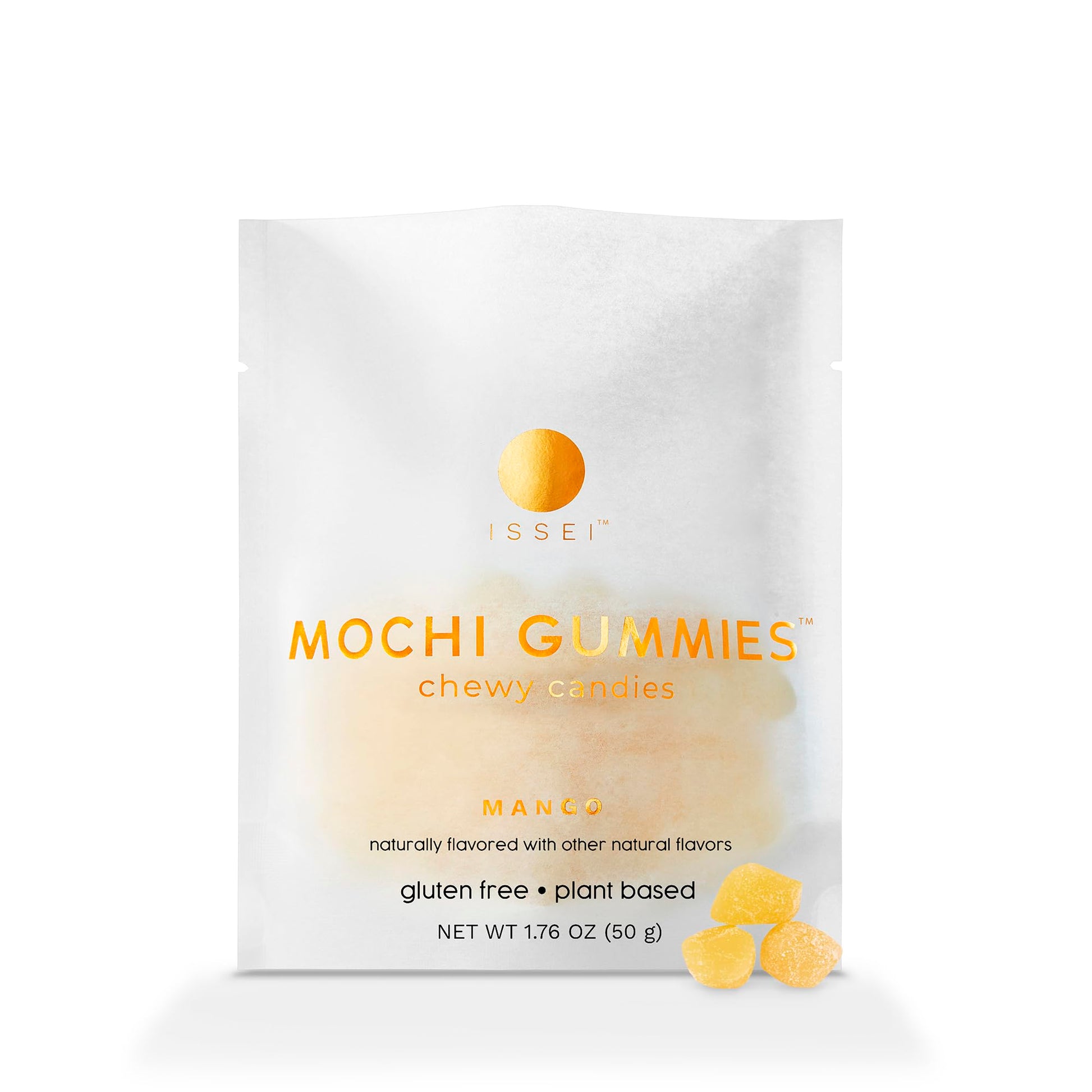 ISSEI Mango Mochi Gummies Chewy Candy | Soft & Chewy | Award Winning | Gelatin-Free, Non-GMO, Kosher | Delicious Snack | 1.76 Oz