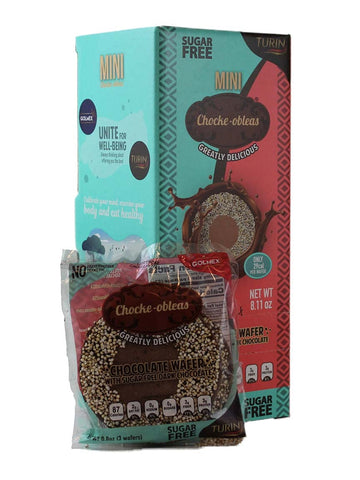 Chocke-Obleas Amaranth Wafer filled with Sugar Free Turin chocolate (Pack of 10) / Chocke-Obleas de Amaranto rellenas de chocola
