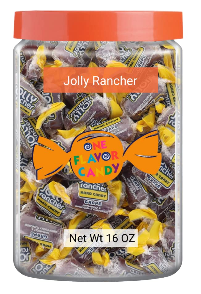 Jolly Rancher World'S Best Flavored Fruit Hard Candy Bulk Candies In Jar 16Oz Tasty Yummy Perfectly Delicious Time (Grape, 16Oz)