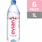 Evian Natural Spring Water, 1 L bottles, 6 pack
