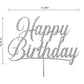 RokAPary Happy Birthday Glitter Cake Topper, Double-Sided Acrylic, Silver