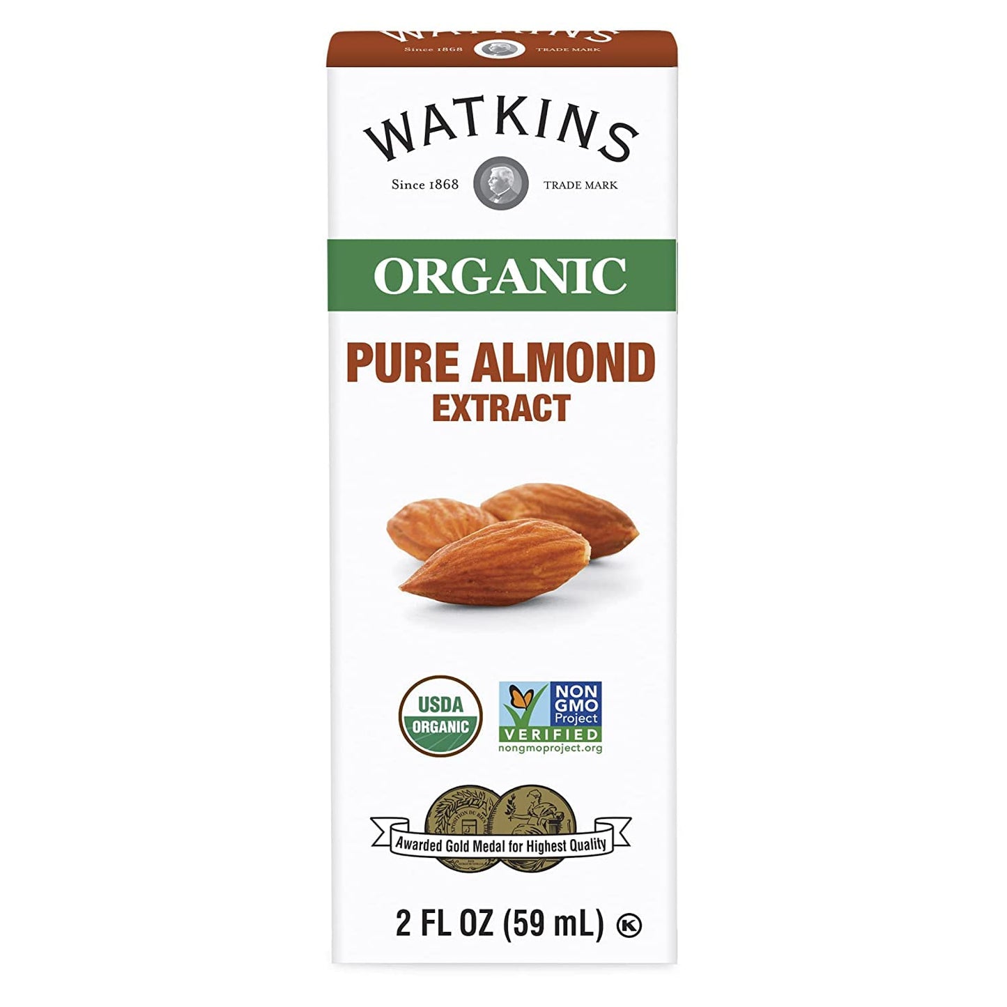 Watkins Organic Pure Almond Extract, Non-Gmo, Kosher, 2 Oz. Bottle, 1-Pack