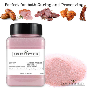 Raw Essentials Curing Salt No. 1, 6.25% Sodium Nitrite, 19 Ounce, Pink