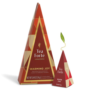 Tea Forte Warming Joy Holiday Petite Tea Tree, Stocking Stuffer Tea Sampler Gift Set, Assorted Winter Organic Tea Bags Variety, 