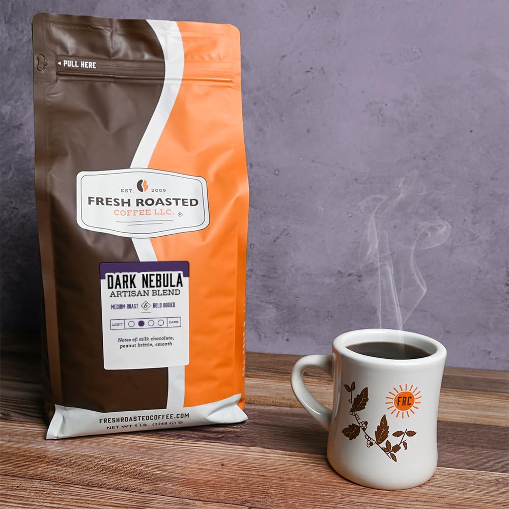 Fresh Roasted Coffee, Dark Nebula, 5 Lb (80 Oz), Medium Roast, Kosher, Whole Bean
