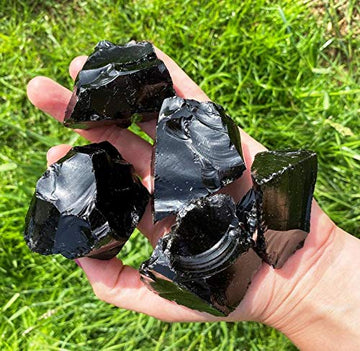 Zenkeeper 1Lb Black Obsidian Crystal Rocks Raw Stones For Tumbling, Black Obsidian Crystals Bulk Rough Gemstone For Jewelry Maki