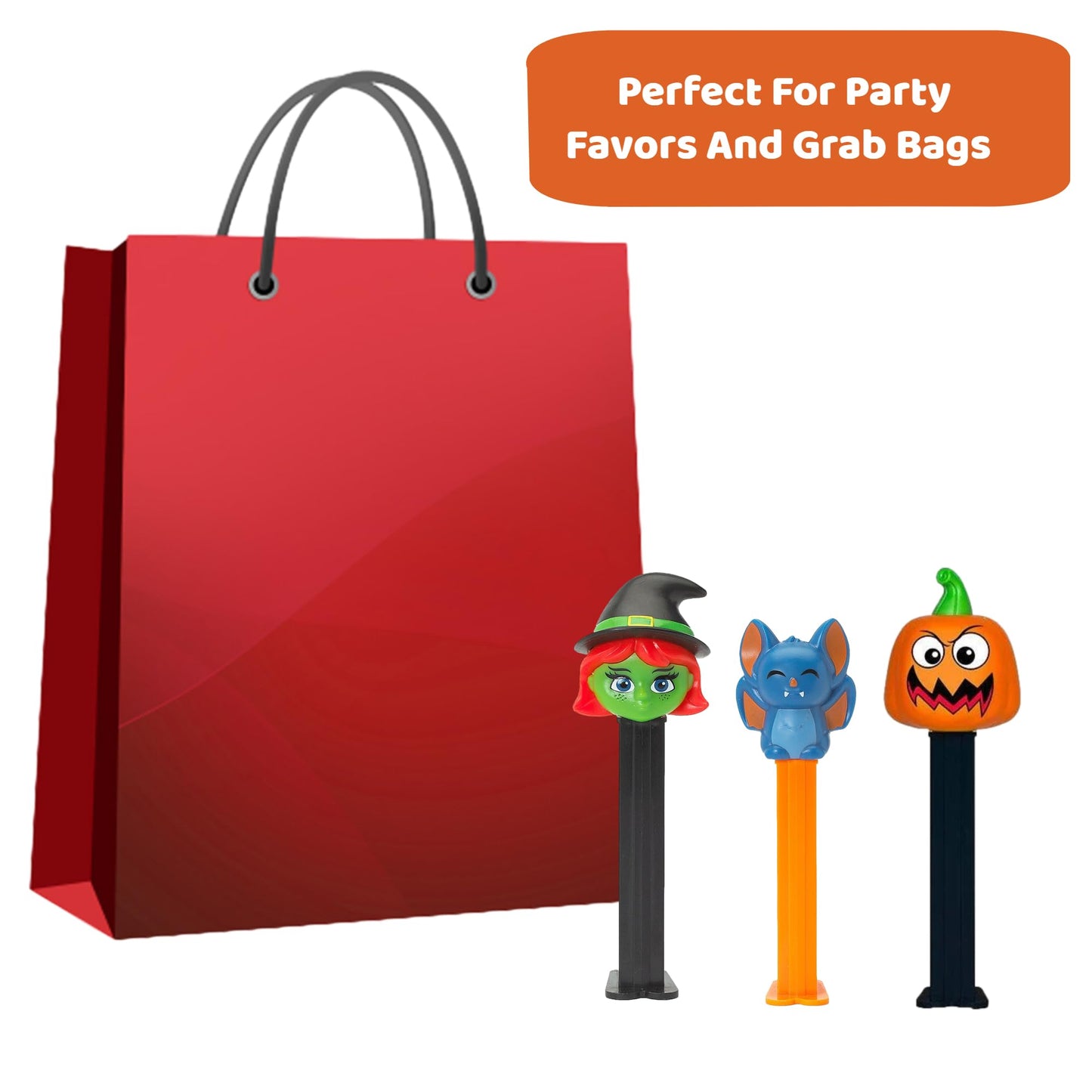 PEZ Halloween Candy Dispensers Set - Green Witch, Scary Pumpkin, and Vampire Bat Haloween PEZ Dispensers With Extra Candy Refill