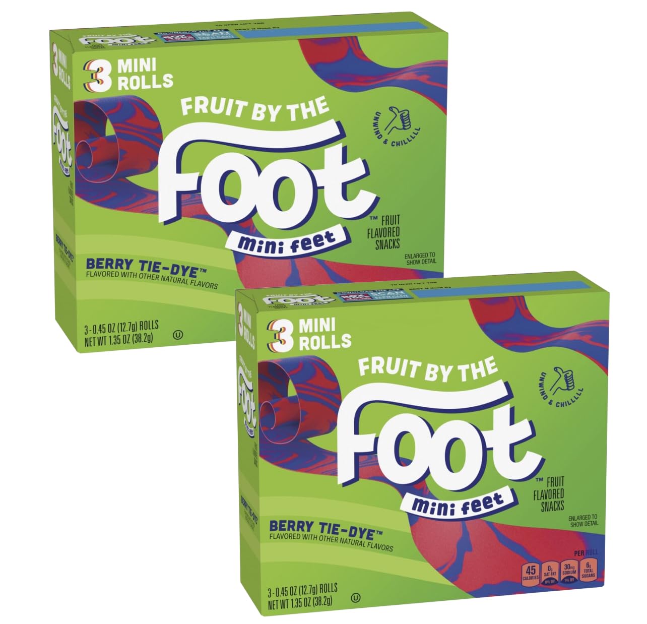 Generic Fruit Snacks - Fruit By Foot, Berry Tie-Dye & Strawberry Tie-Dye, Family Pack, 18 Mini Rolls