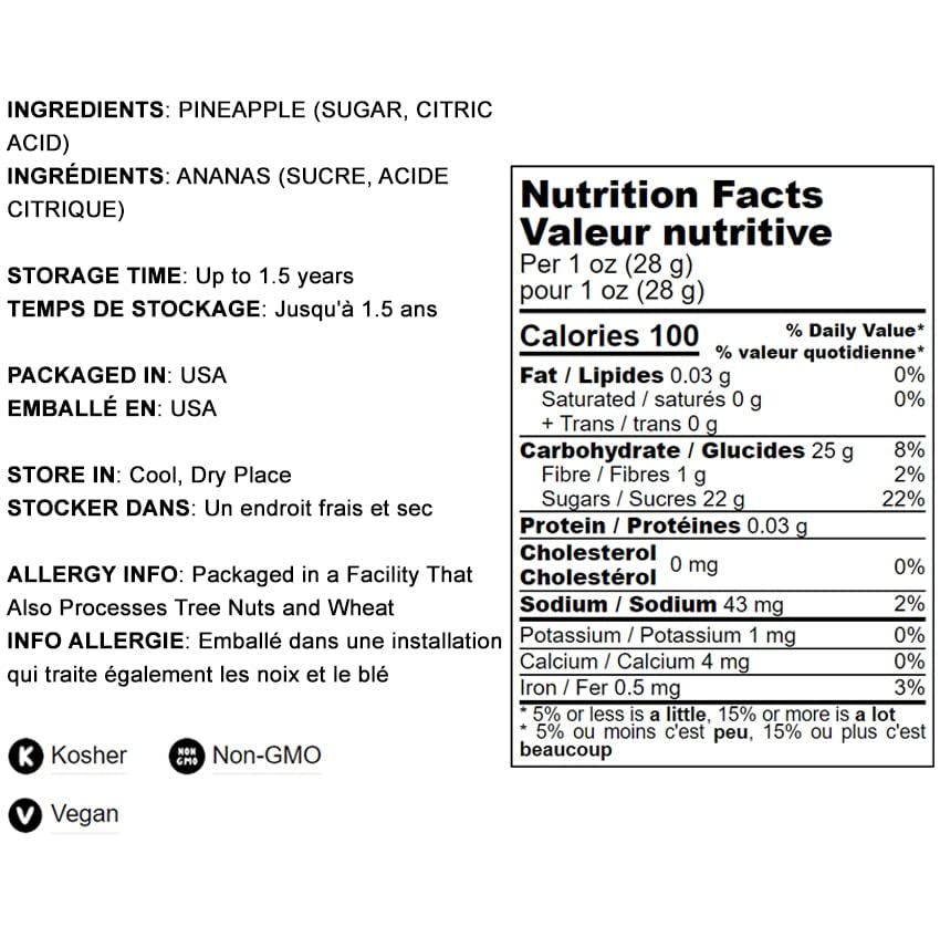Food To Live Dried Diced Pineapple, 1 Pound Raw, Vegan, Sweetened, Unsulfured, Bulk, Great For Culinary Use And Baking