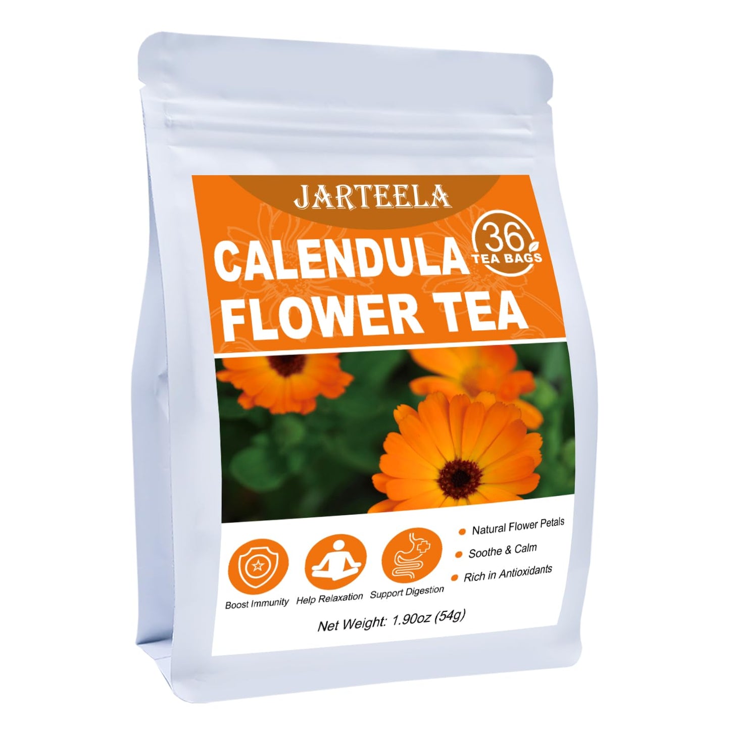 Jarteela Calendula Tea Bags - Natural, Non-GMO, Caffeine-free, 36 Count (Pack of 1)