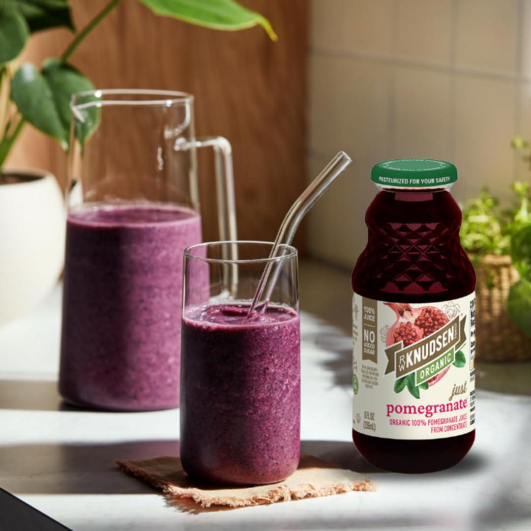 R.W. Knudsen Organic Pomegranate Juice, 8 Fl Oz (12 Pack) - Refreshing, All-Natural Beverage for Health & Wellness
