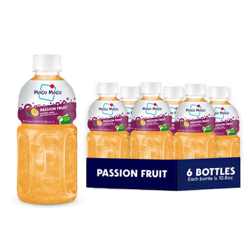 Mogu Mogu Drink Passion Fruit (6 Bottles) Delicious drinks made with nata de coco (coconut jelly). Fun chewable juice boxes for 