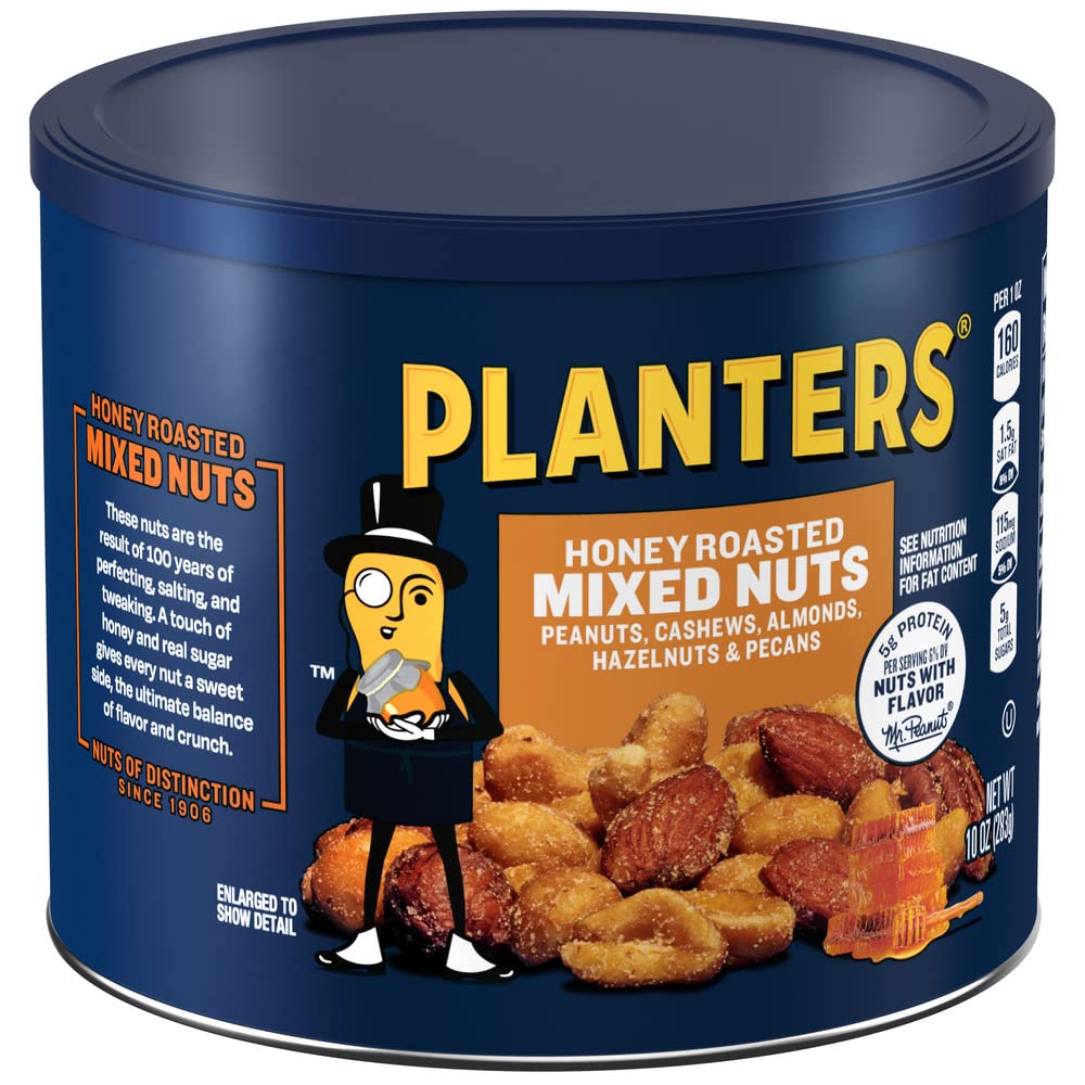 Planters Honey Roasted Mixed Nuts, 10.0 Oz Canister (Pack Of 4)
