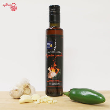 Calivirgin Jalapeno Garlic Flavored Olive Oil - Jalapeno Garlic Infused Extra Virgin Olive Oil - Cold Pressed Olive Oil - Jalape