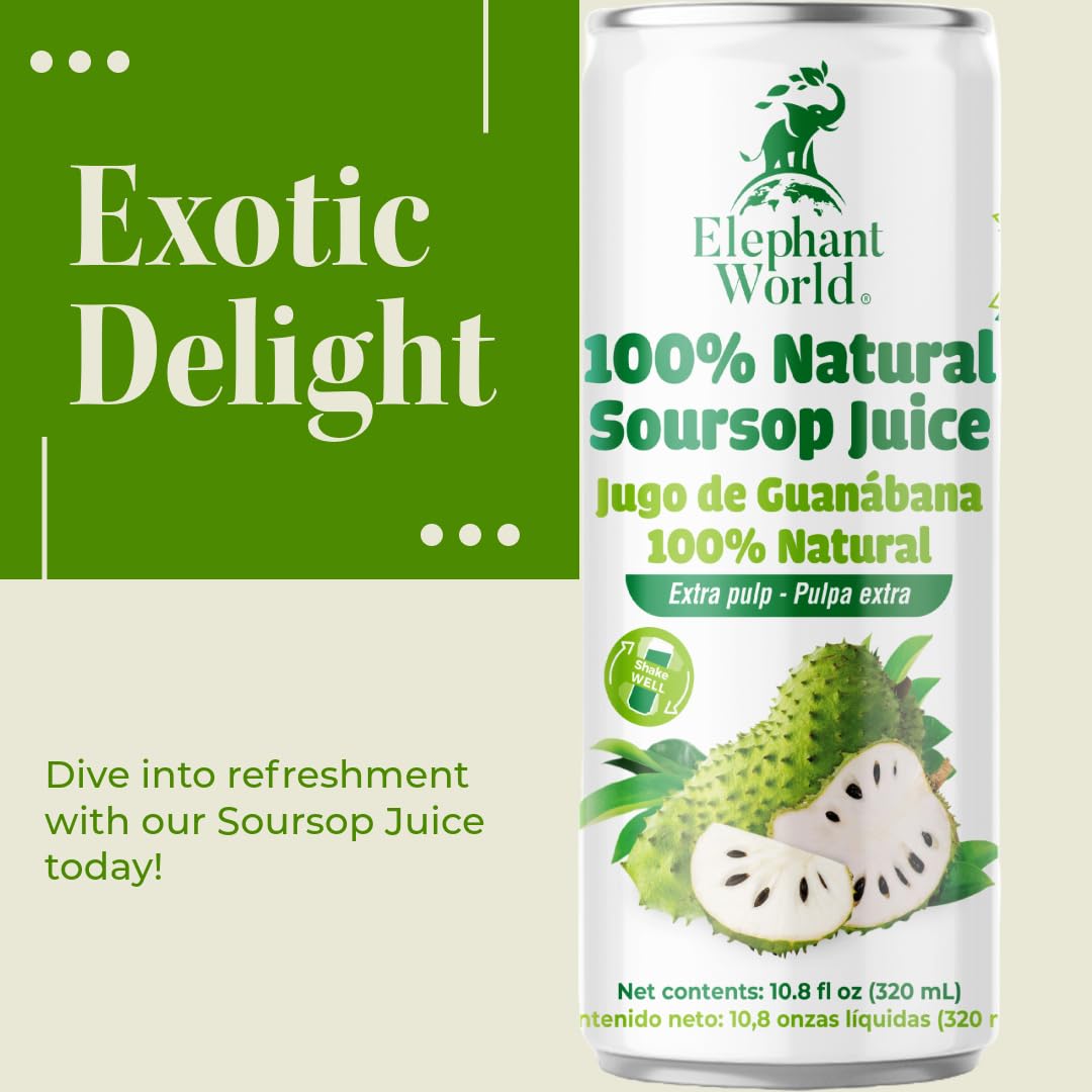 ELEPHANT WORLD Soursop Guanabana Juice 10.8 oz (Pack of 6)