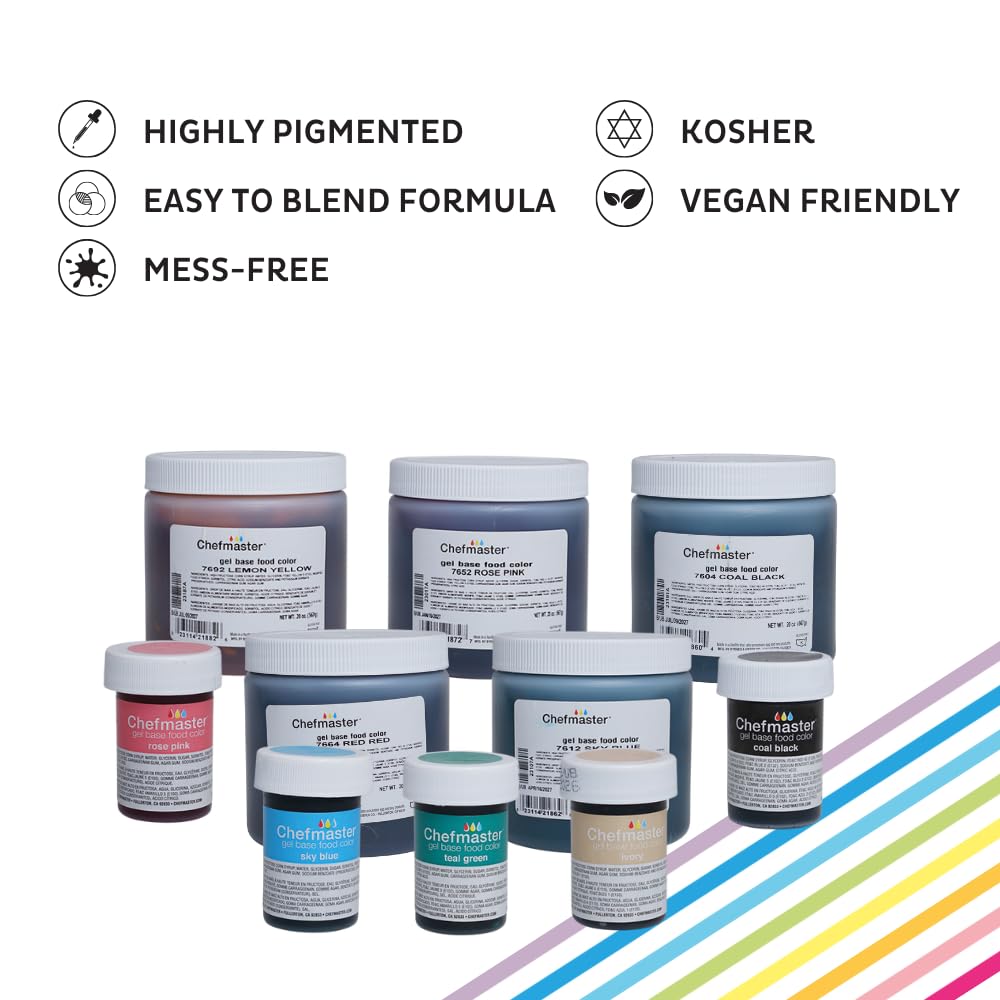 Chefmaster Sky Blue Gel Food Coloring | Vibrant Color | Professional-Grade Dye For Icing, Frosting, Fondant | Baking & Decoratin