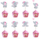 48Pcs Pink Elephant Cupcake Toppers, Double Sided It Is A Girl Elephant Cupcake Picks, Elephant Cake Cupcake Decorations For Ele