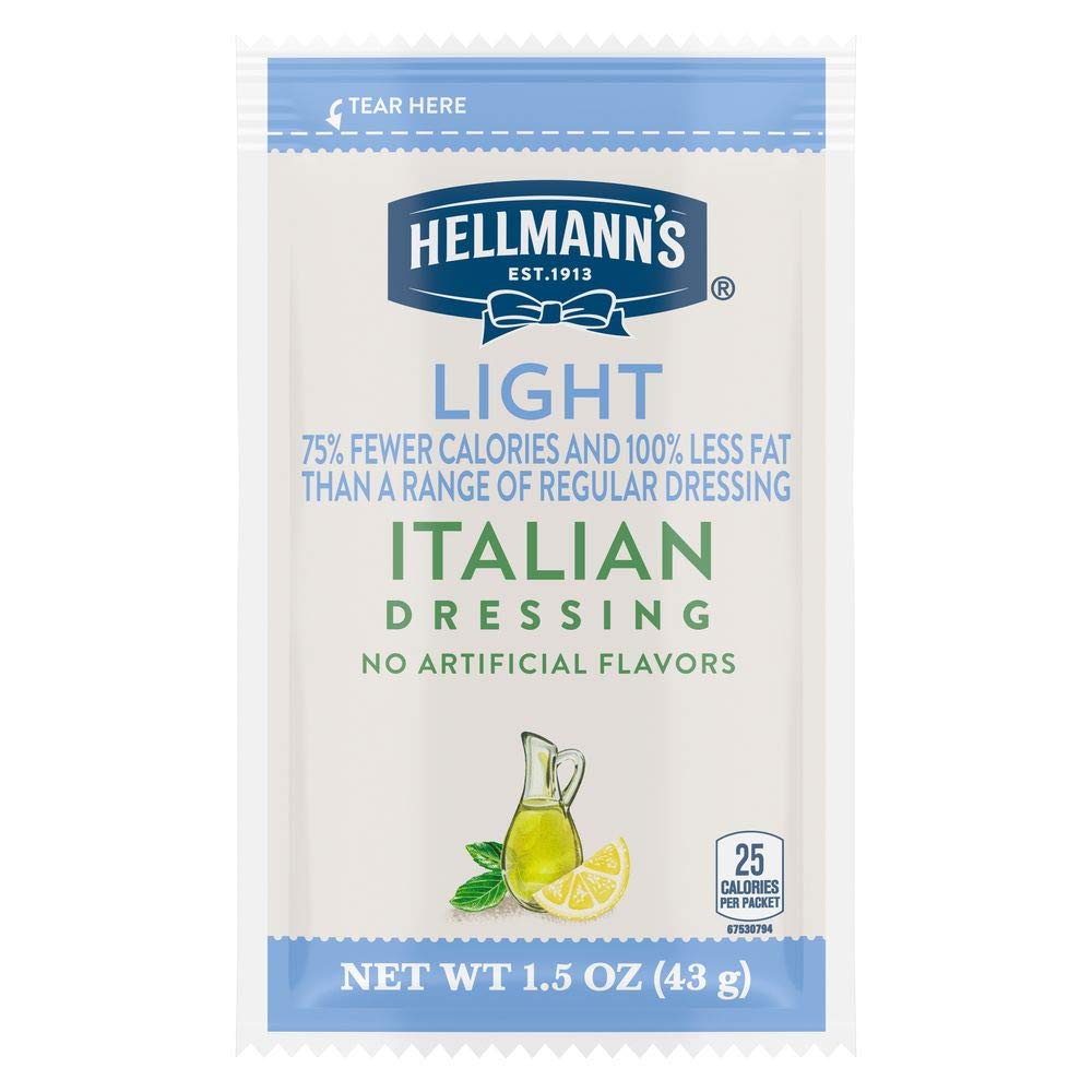 HELLMANNS Light Italian Salad Dressing Sachets, Gluten Free, No Artificial Flavors, 1.5 oz, Pack of 102