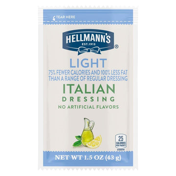 HELLMANNS Light Italian Salad Dressing Sachets, Gluten Free, No Artificial Flavors, 1.5 oz, Pack of 102