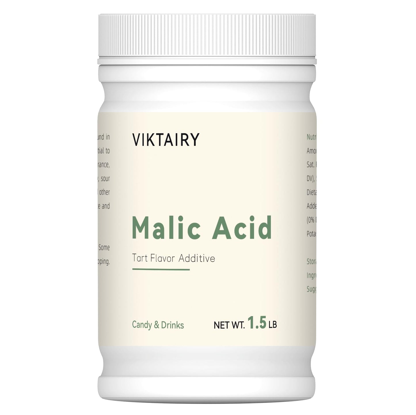 Viktairy Malic Acid Powder, Food Grade, 1.5 LB for Sour Candy, Gummy Bears, Drinks, Baking - PGS_1.5LB