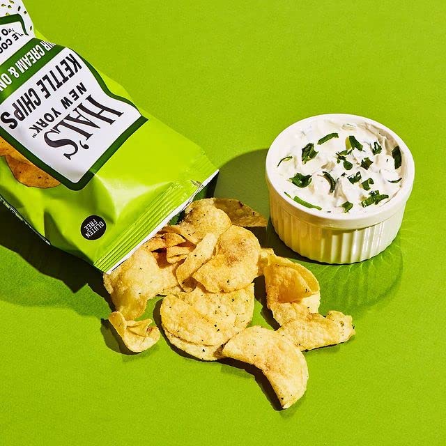 Hal'S New York Kettle Cooked Gluten Free Sour Cream & Onion Flavored Potato Chip Crisps, 2 Oz (Pack Of 6)