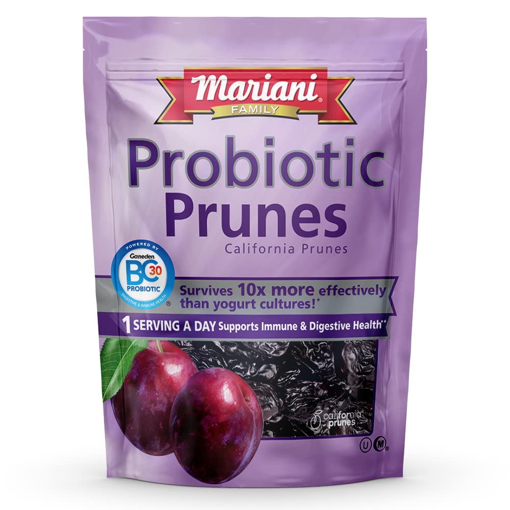 Mariani Probiotic Pitted Prunes, 7 oz - Resealable Bag, Dried Pitted Plums, High Fiber, Supports Digestive Health
