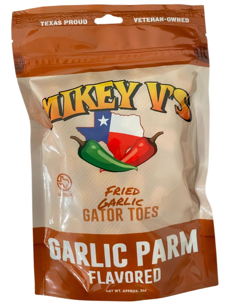 Mikey Vs Garlic Parmesan Gator Toes, Deep Fried Garlic Snacks, 3.9 oz.