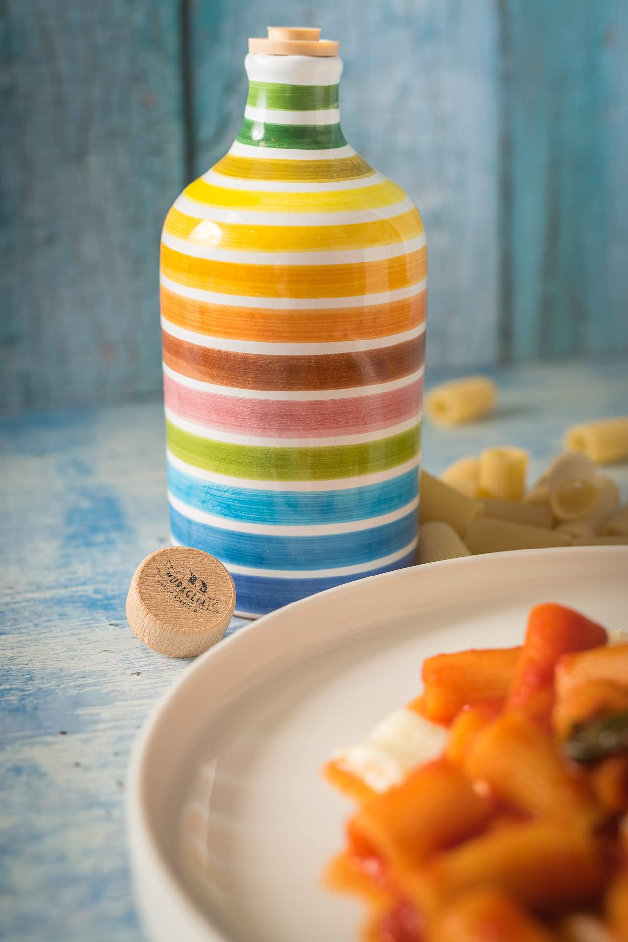MURAGLIA ANTICO FRANTOIO Premium Extra Virgin Olive Oil, First Cold Pressed, 500 ML, Rainbow Arcobaleno Ceramic Bottle