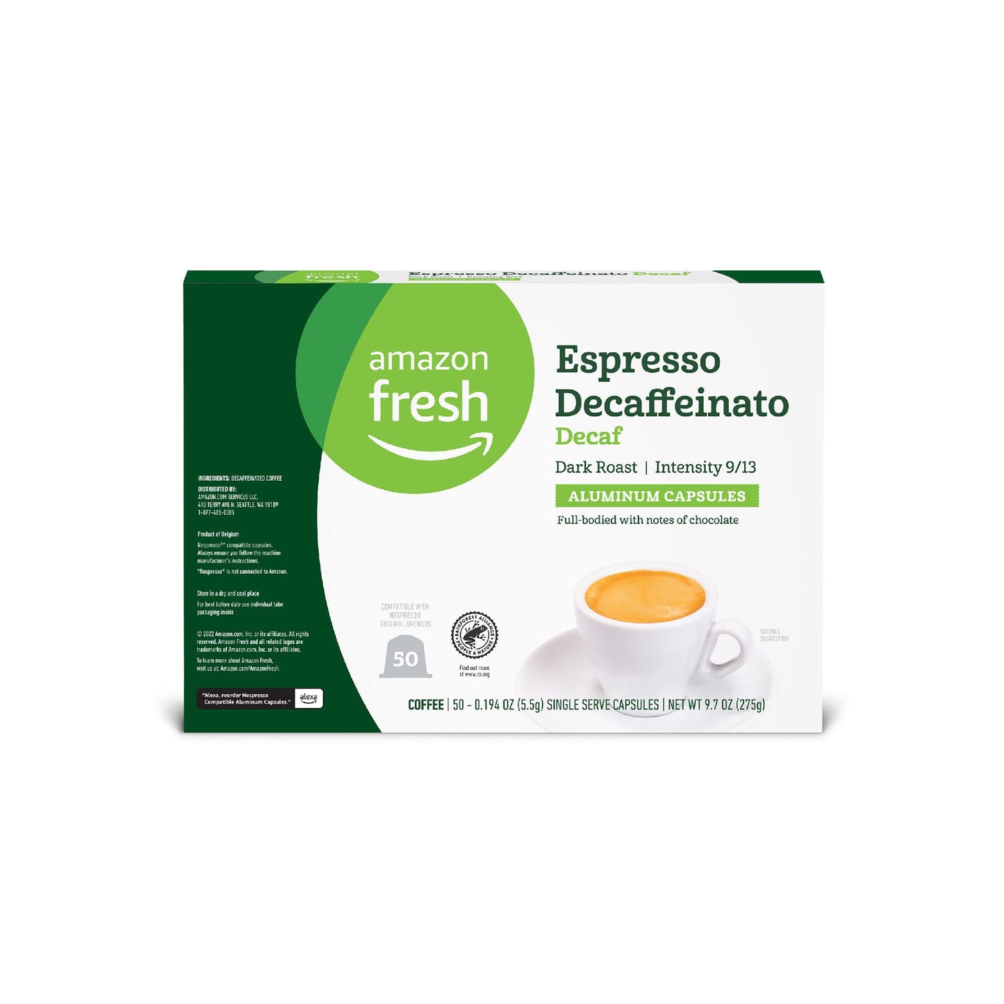 large online retailer Fresh Espresso Decaffeinato Dark Roast Aluminum Capsules  Compatible with Nespresso Original malt-inspired  Intensity 9/13  50 Count (5 Packs of 10)