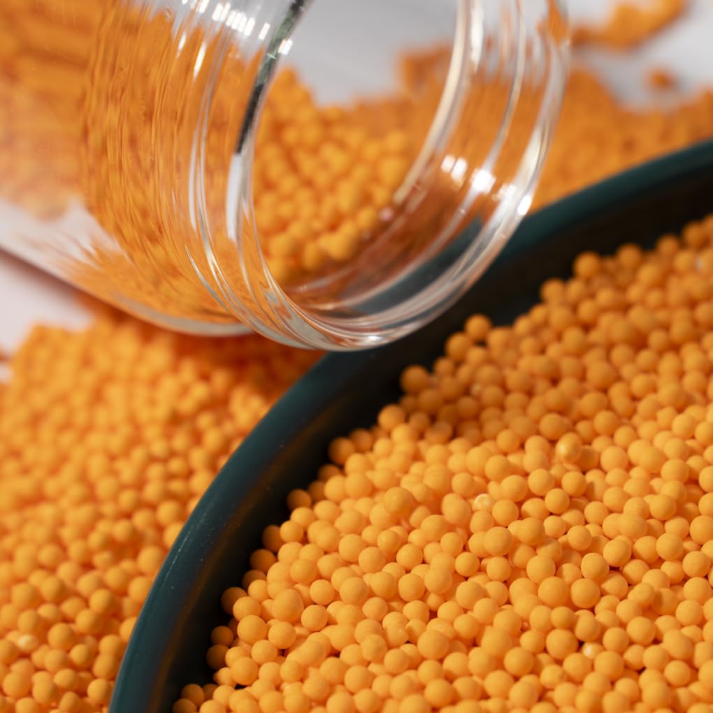 NIPEOR Edible Pearl Sprinkles for Cake Decorating - 2mm Orange, 130g/4.6oz