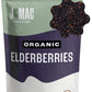 J MAC BOTANICALS Organic Dried Elderberries - 1lb Bulk, Non-Irradiated, Non-GMO, Raw Vegan, Whole Black Sambucus