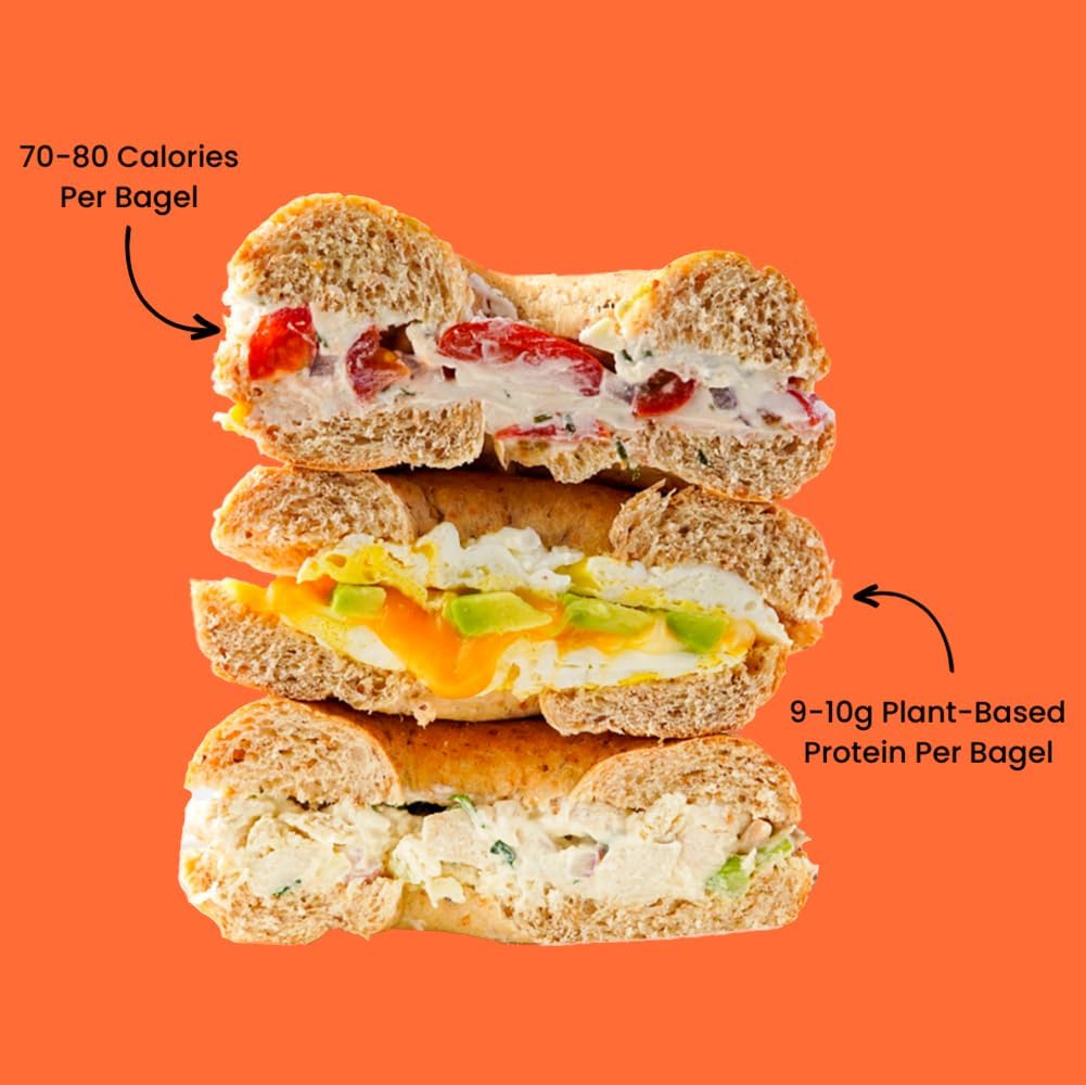 Dinas Confectionery ROYO Bagels - Everything Flavor, Low Carb, Keto-Friendly, High Fiber, Vegan, 6 Pack, Kosher Certified