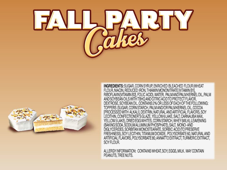 Little Debbie Fall Party Cakes, Vanilla, 10 Twin Wrapped Cakes, 12.75 OZ Box