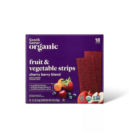 Organic, Gluten Free Fruit and Vegetable Strips Cherry Berry Blend - 9oz/18ct - (Pack of 1)
