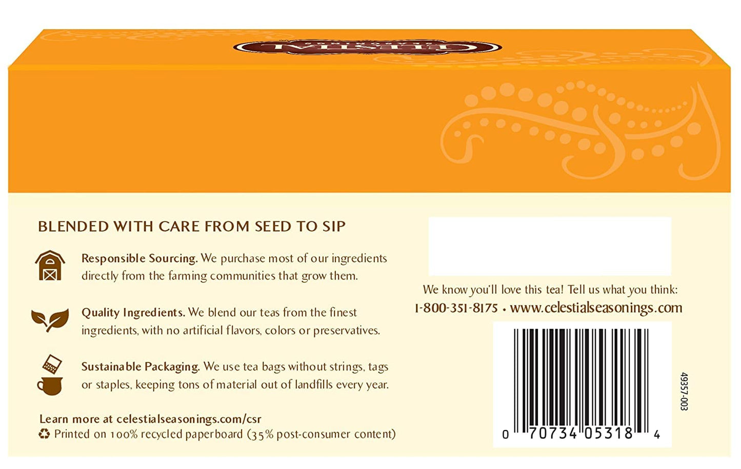 Celestial Seasonings Tangerine Orange Herb Tea (3X20 Bag)