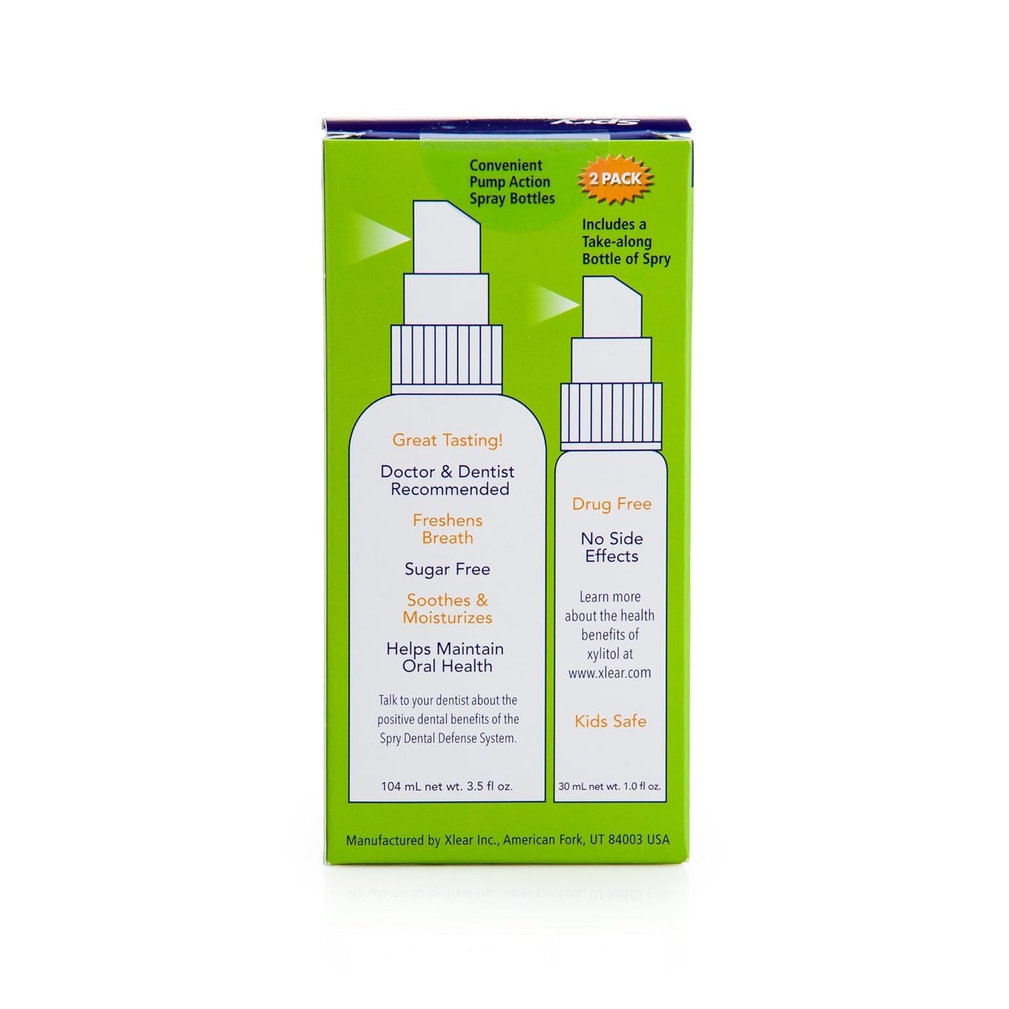 Spry Xylitol Moisturizing Bad Breath Mouth Spray, Bad Breath Treatment Oral Breath Spray With Natural Spearmint, 4.5 Fl.Oz (Pack Of 2)