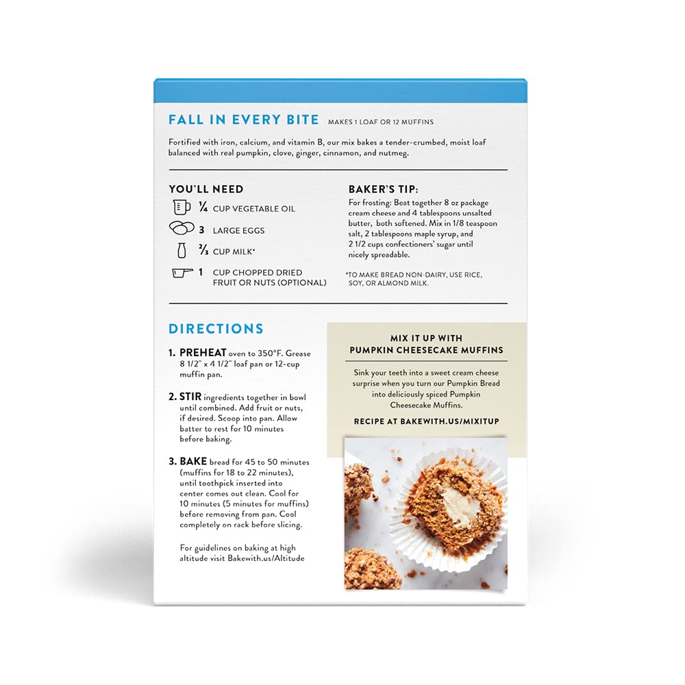 King Arthur Gluten Free Pumpkin Bread & Muffin Mix, Non-GMO, Kosher, 12 Ounces