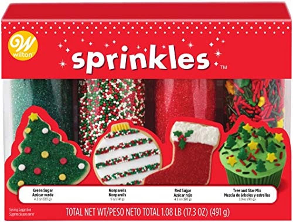 Wilton Mega Sprinkles 4-Pack 17.3Oz, Traditional Christmas