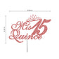 RokAPary Quinceanera Glitter Cake Topper, Acrylic, Sturdy Double-Sided, Rose Gold, Model RCT171