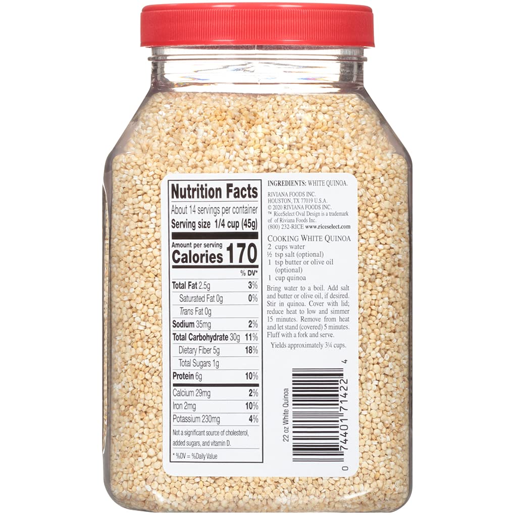 Riceselect White Quinoa, Whole Grain, Gluten-Free, Non-Gmo, 22 Oz (Pack Of 4 Jars)