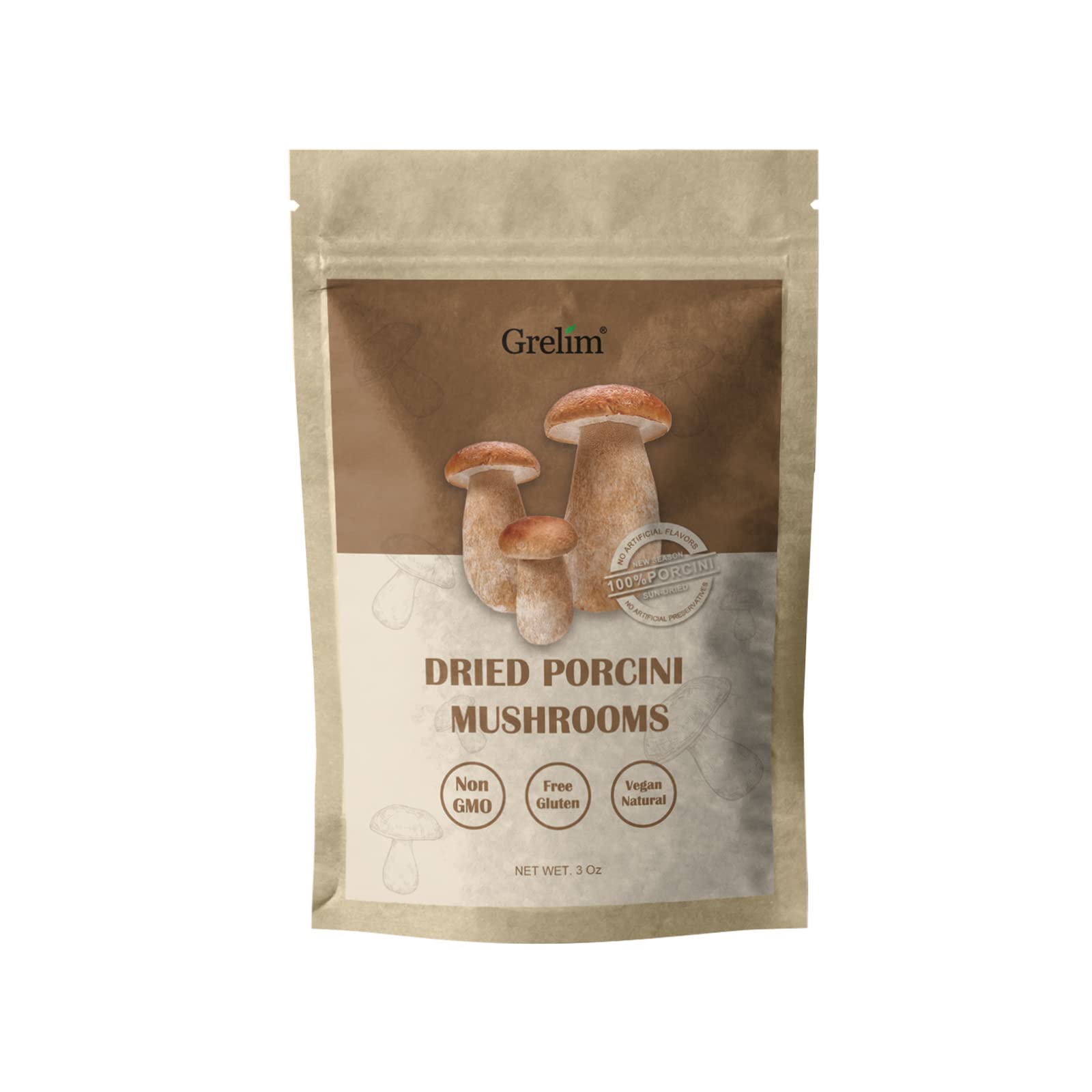 Grelim Dried Porcini Mushrooms, New Season Sun Dried Wild Porcini All Natural, Vegan, Easy Preparation And Rehydrate Ideal For S