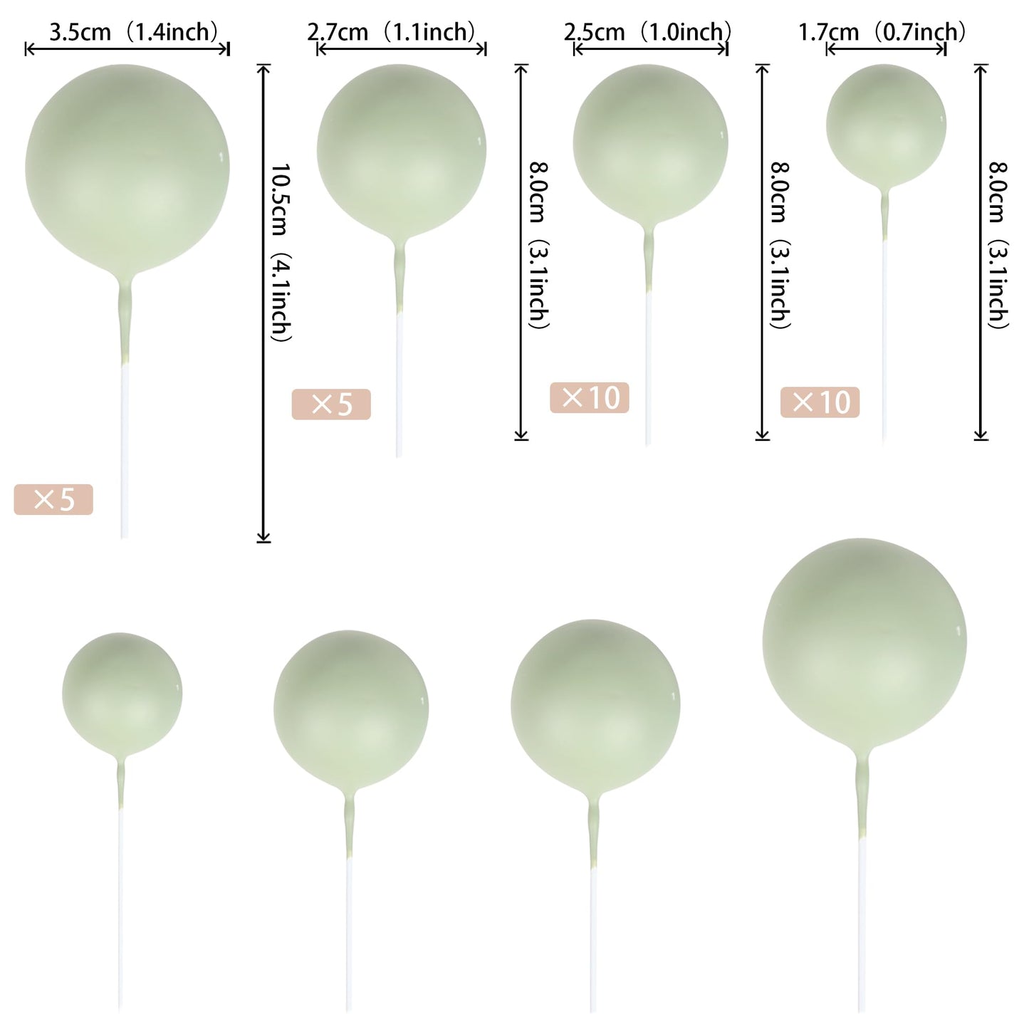 Rssta i Mini Balloons & Foam Balls Cake Toppers - 30 PCS, Blackish Green, Model XM402, DIY Inserts for Weddings & Parties